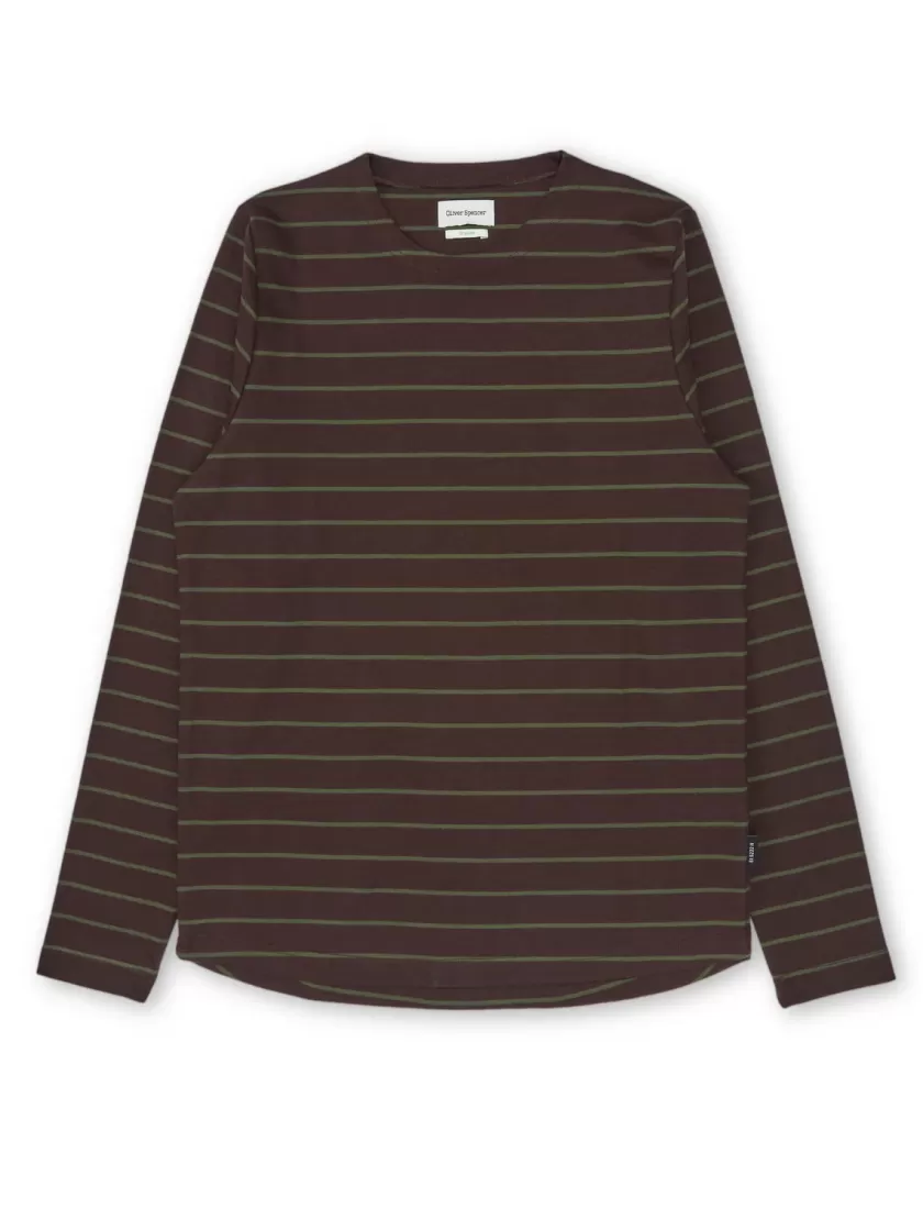 Oliver Spencer Newport Long Sleeve T-Shirt Briar Chocolate Brown Outlet