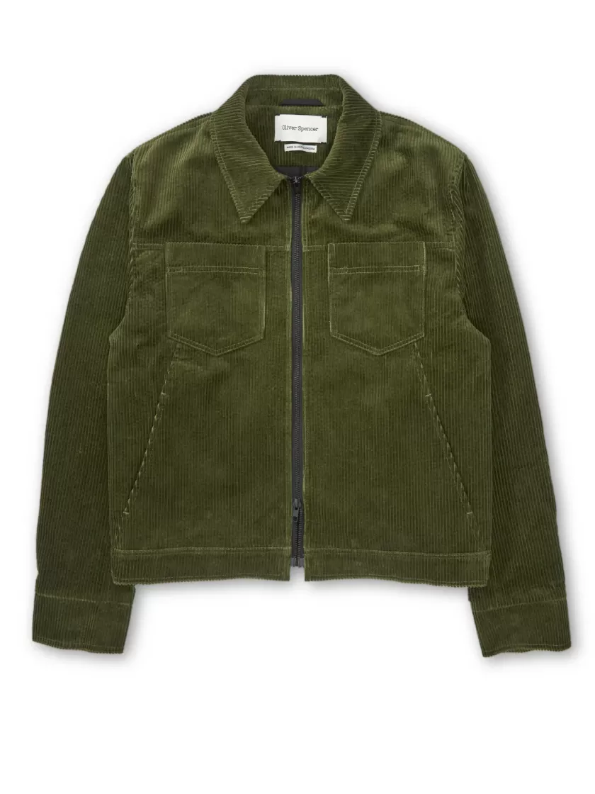 Oliver Spencer Norton Jacket Hudson Cord Green Hot