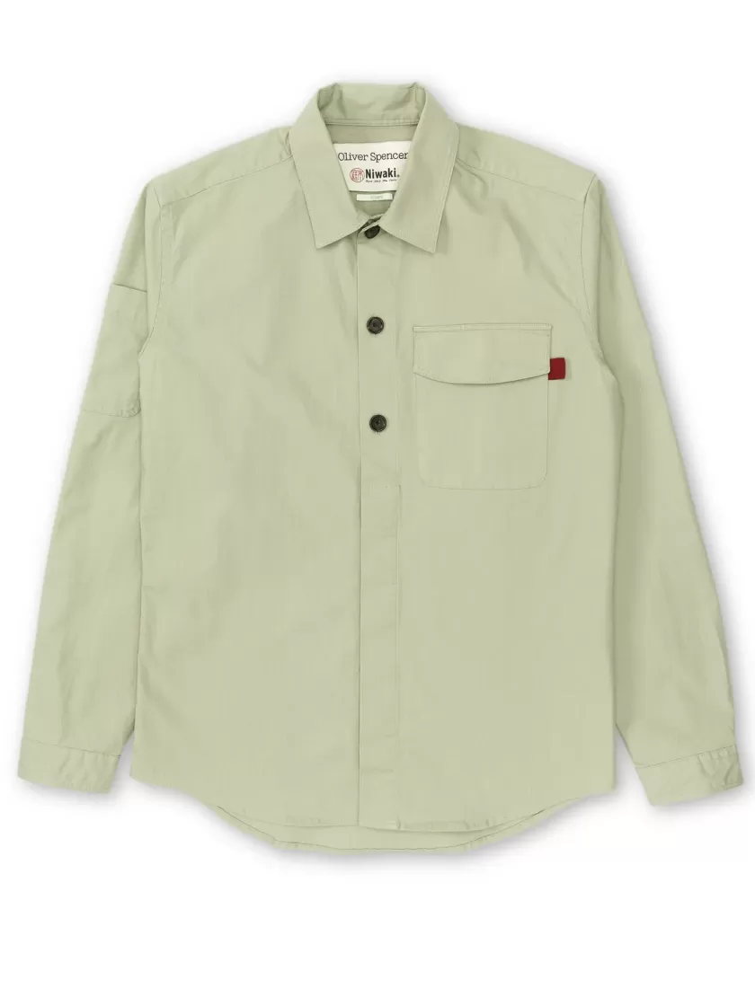 Oliver Spencer X Niwaki Haru Gardening Overshirt Hyde Green Flash Sale