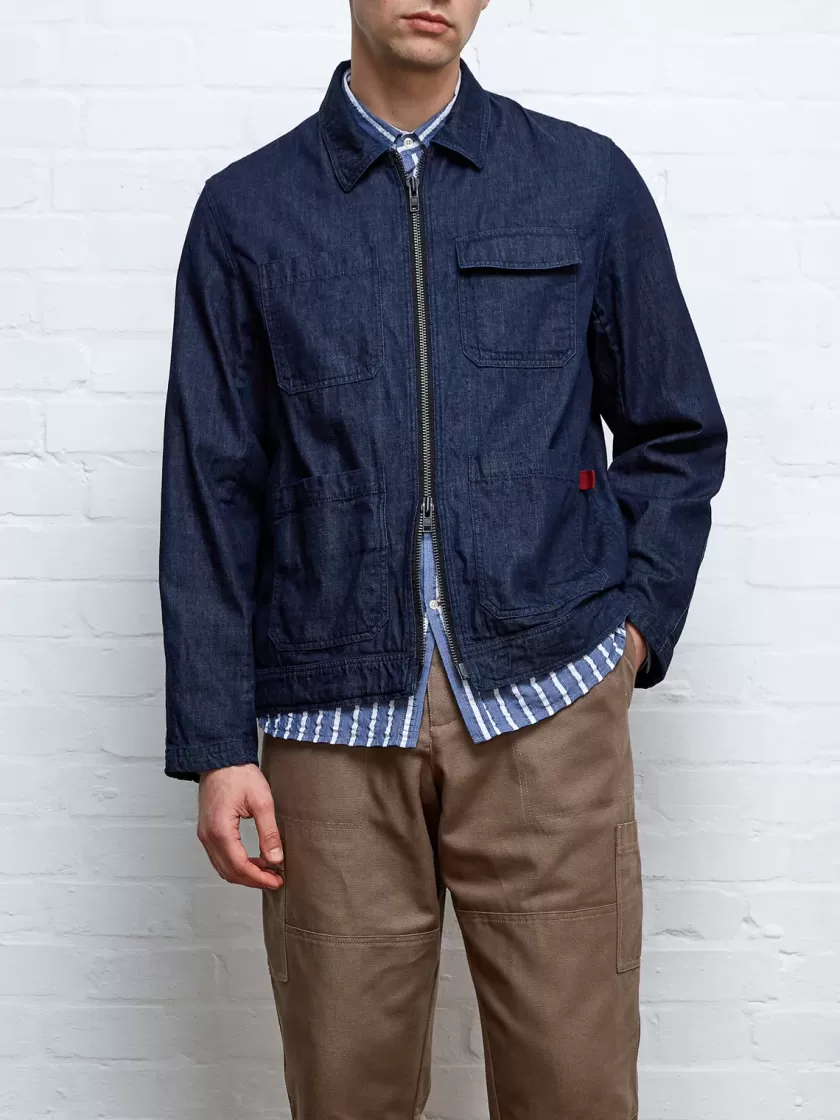 Oliver Spencer X Niwaki Hortus Gardening Jacket Mullins Denim Indigo Rinse New