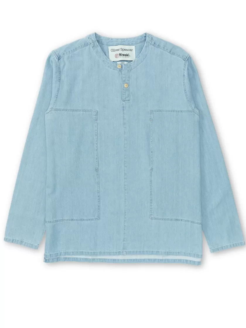 Oliver Spencer X Niwaki Ohana Gardening Smock Mullins Denim Indigo Light Cheap