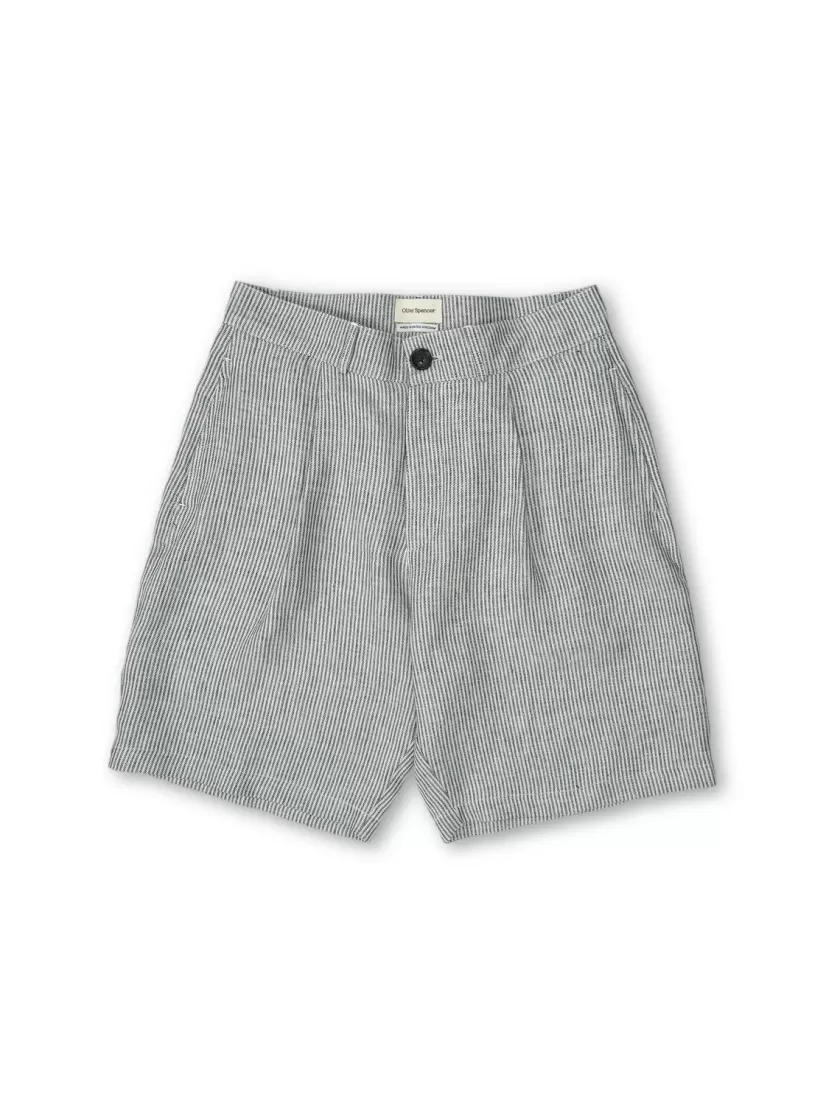 Oliver Spencer Pleated Shorts Clement Chambray Blue New