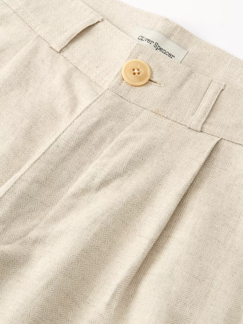 Oliver Spencer Pleated Trousers Malin Beige Outlet