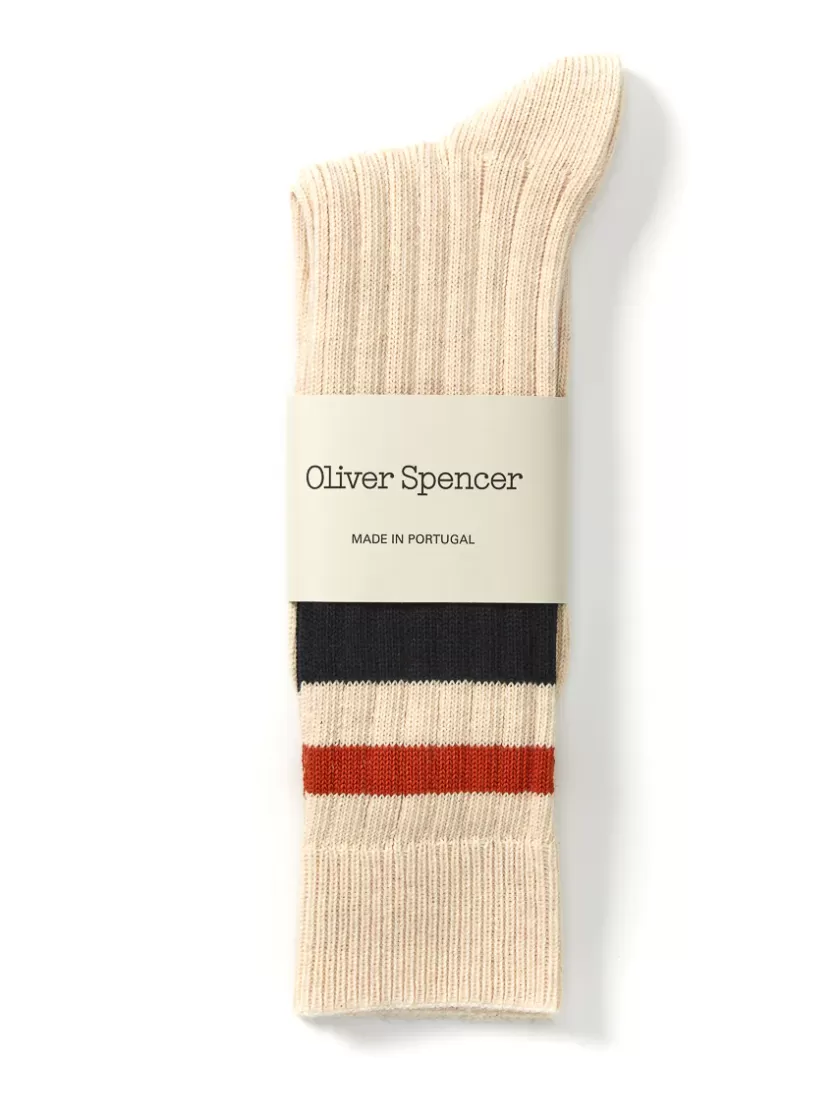 Oliver Spencer Polperro Socks Albion Cream/Navy Best Sale