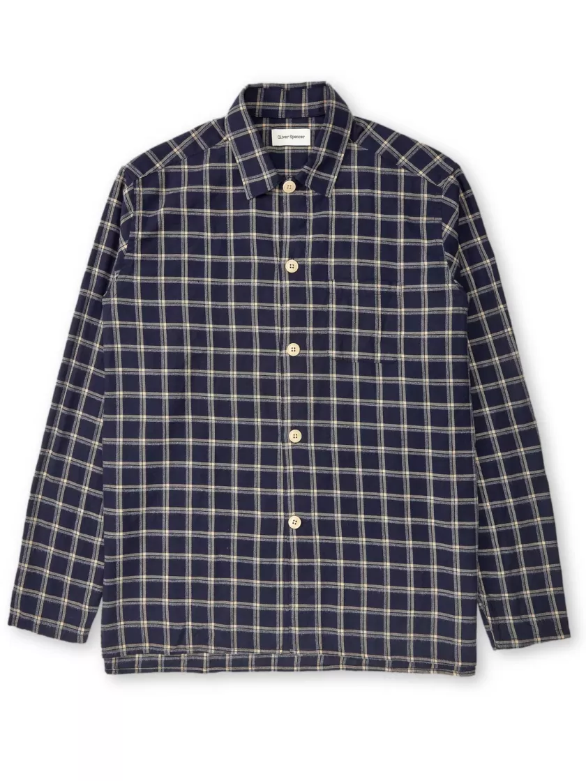 Oliver Spencer Pyjama Shirt Bracknell Navy Shop