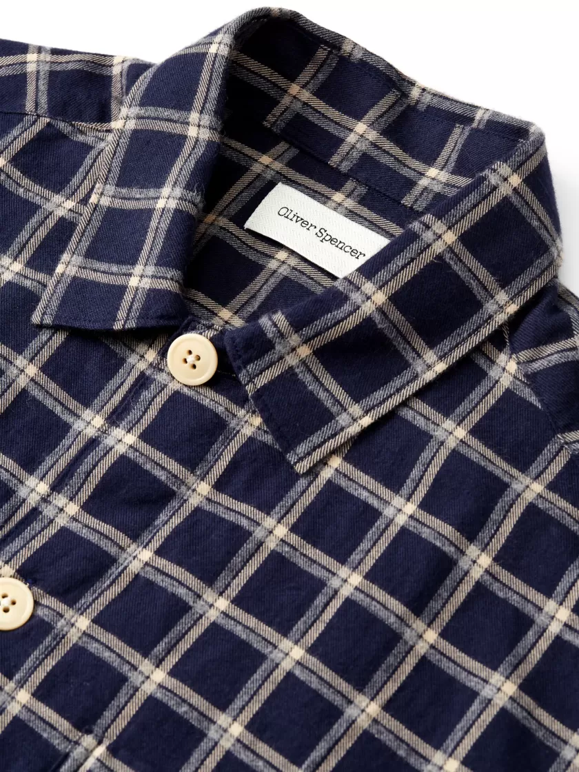 Oliver Spencer Pyjama Shirt Bracknell Navy Shop