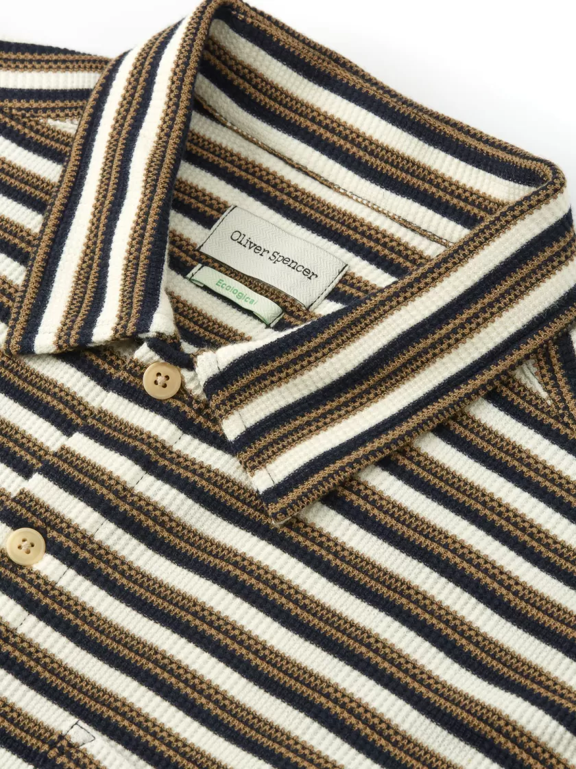 Oliver Spencer Riviera Short Sleeve Jersey Shirt Braemar Cream/Navy Flash Sale