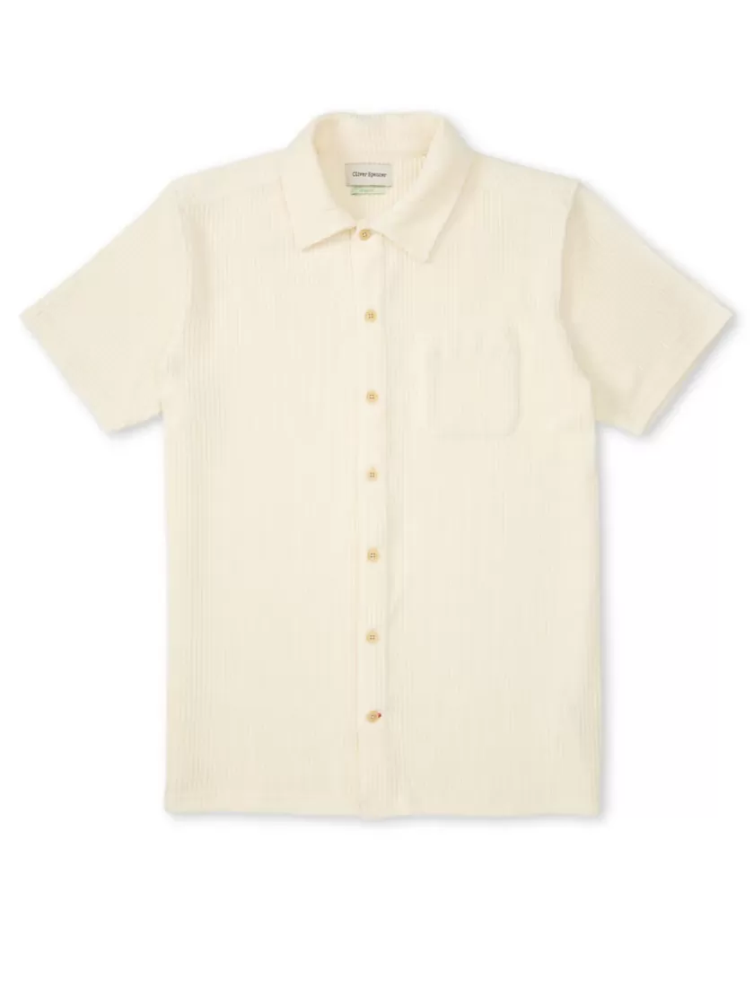 Oliver Spencer Riviera Short Sleeve Jersey Shirt Lulworth Cream Shop