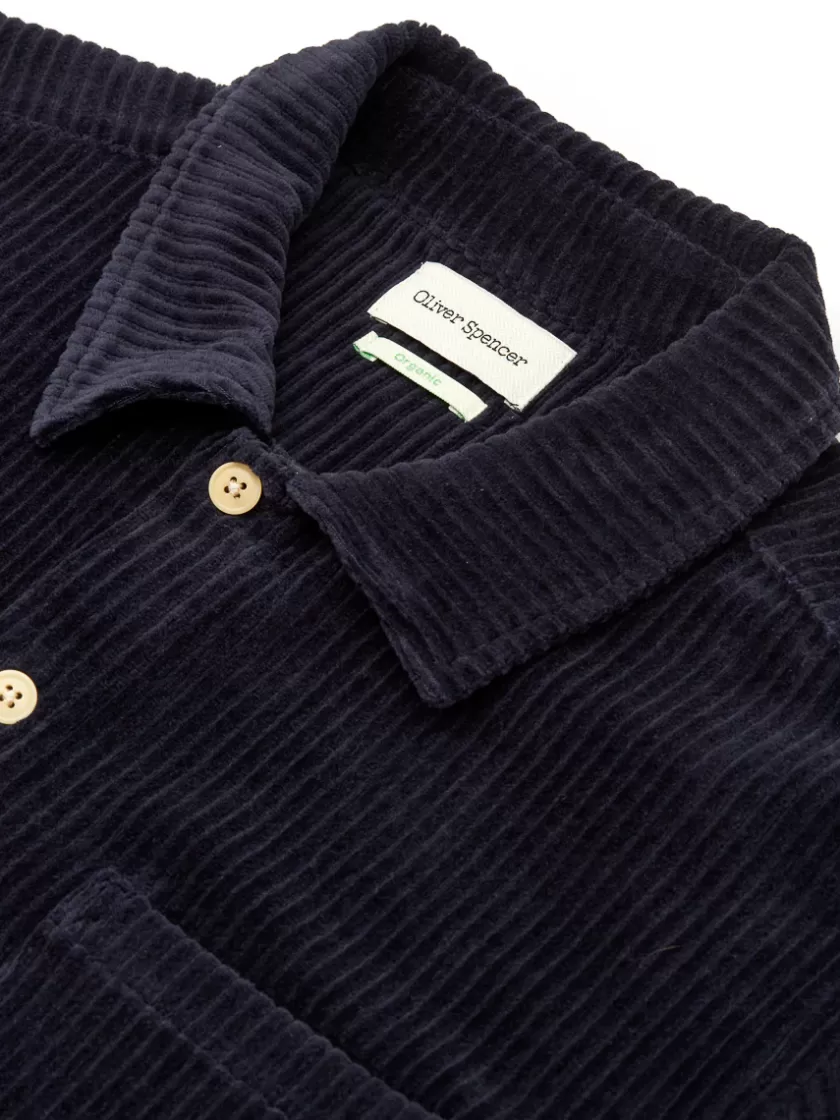 Oliver Spencer Riviera Short Sleeve Jersey Shirt Lulworth Dark Navy Fashion