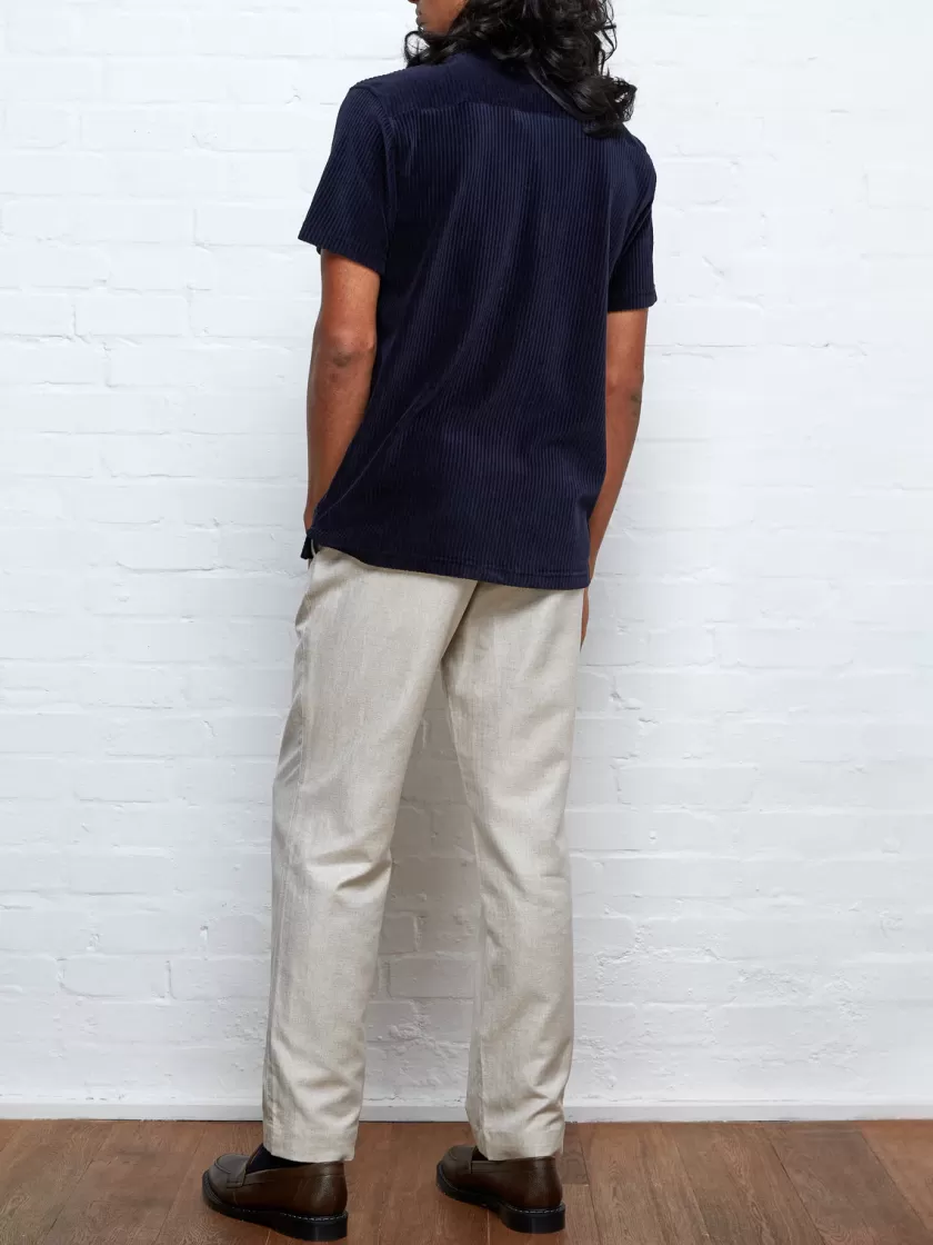 Oliver Spencer Riviera Short Sleeve Jersey Shirt Lulworth Dark Navy Fashion