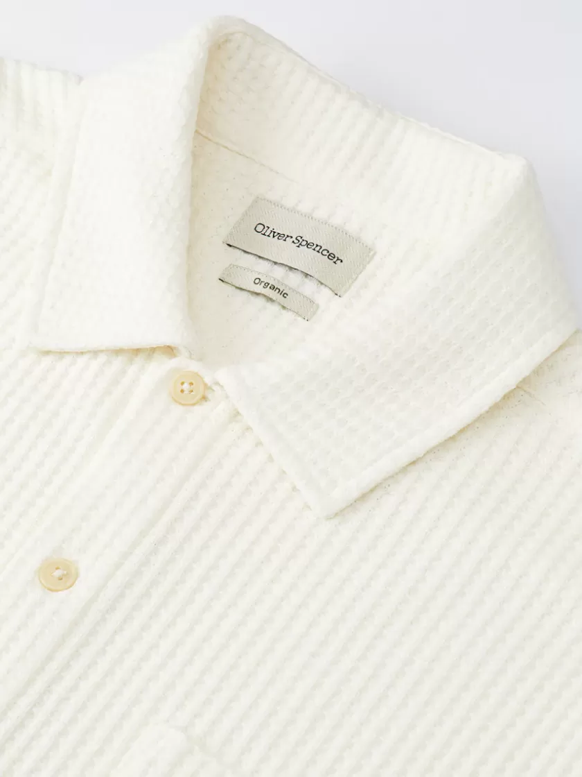 Oliver Spencer Riviera Short Sleeve Jersey Shirt Morval Cream New