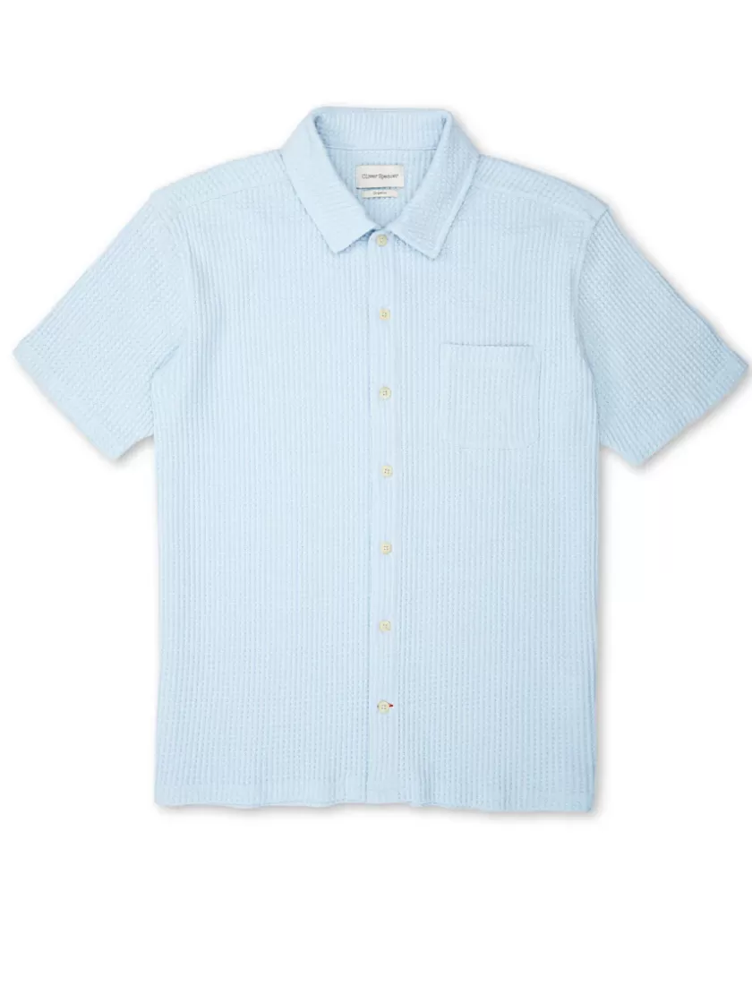 Oliver Spencer Riviera Short Sleeve Jersey Shirt Morval Sky Blue Best Sale