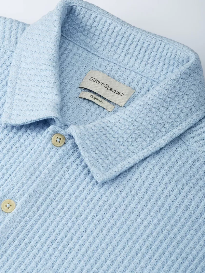 Oliver Spencer Riviera Short Sleeve Jersey Shirt Morval Sky Blue Best Sale