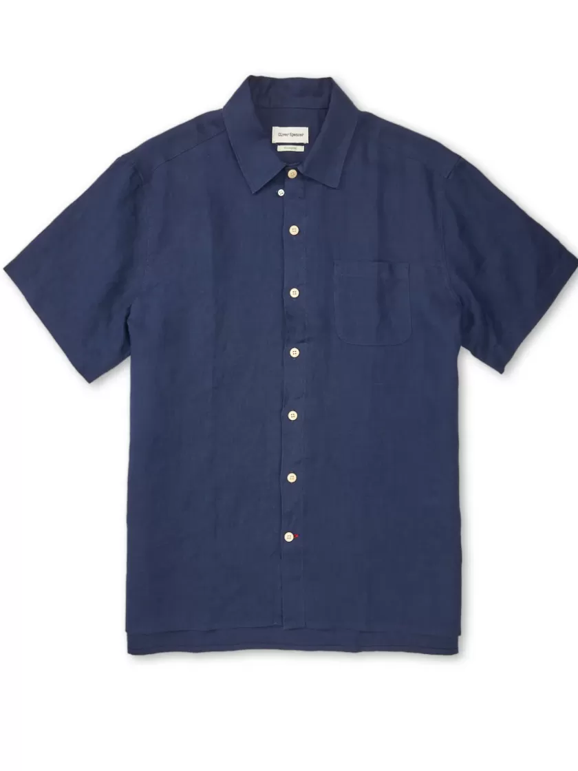 Oliver Spencer Riviera Short Sleeve Shirt Bridford Navy Shop