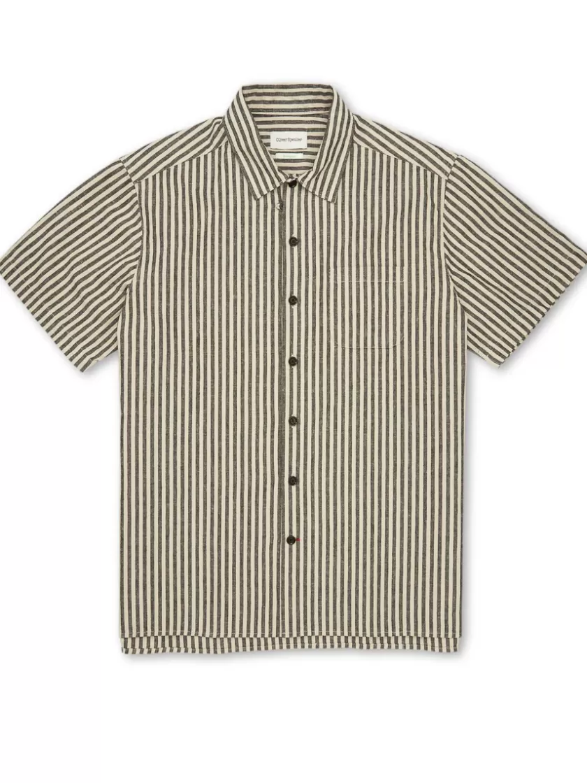 Oliver Spencer Riviera Short Sleeve Shirt Elliot Cream/Charcoal Hot