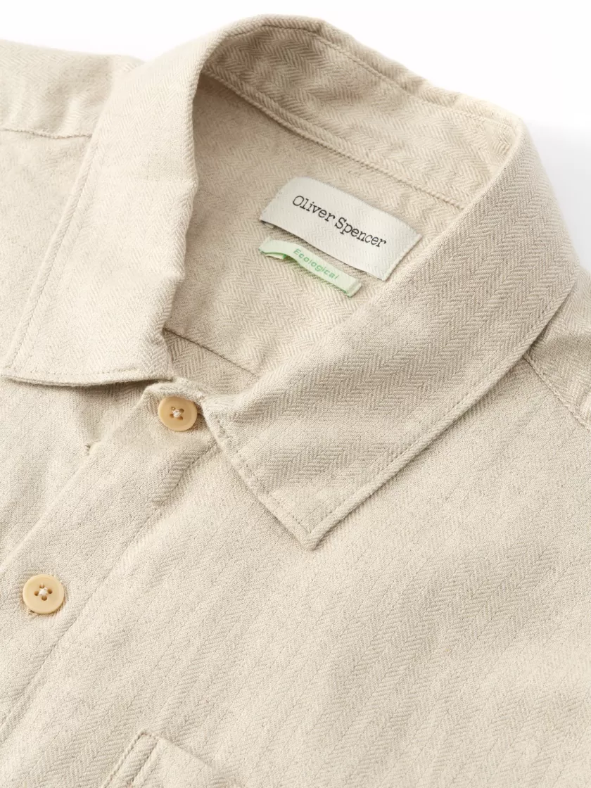 Oliver Spencer Riviera Short Sleeve Shirt Malin Beige Cheap