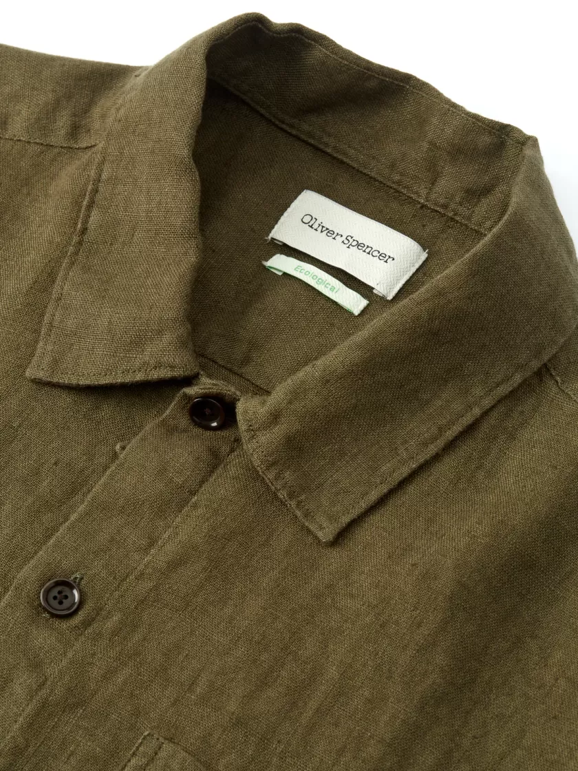 Oliver Spencer Riviera Short Sleeve Shirt Padworth Green Best Sale
