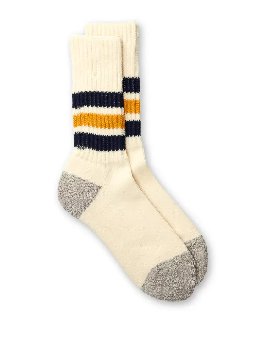 Oliver Spencer Ro To To Coarse Ribbed Old School Socks Navy/Yellow New