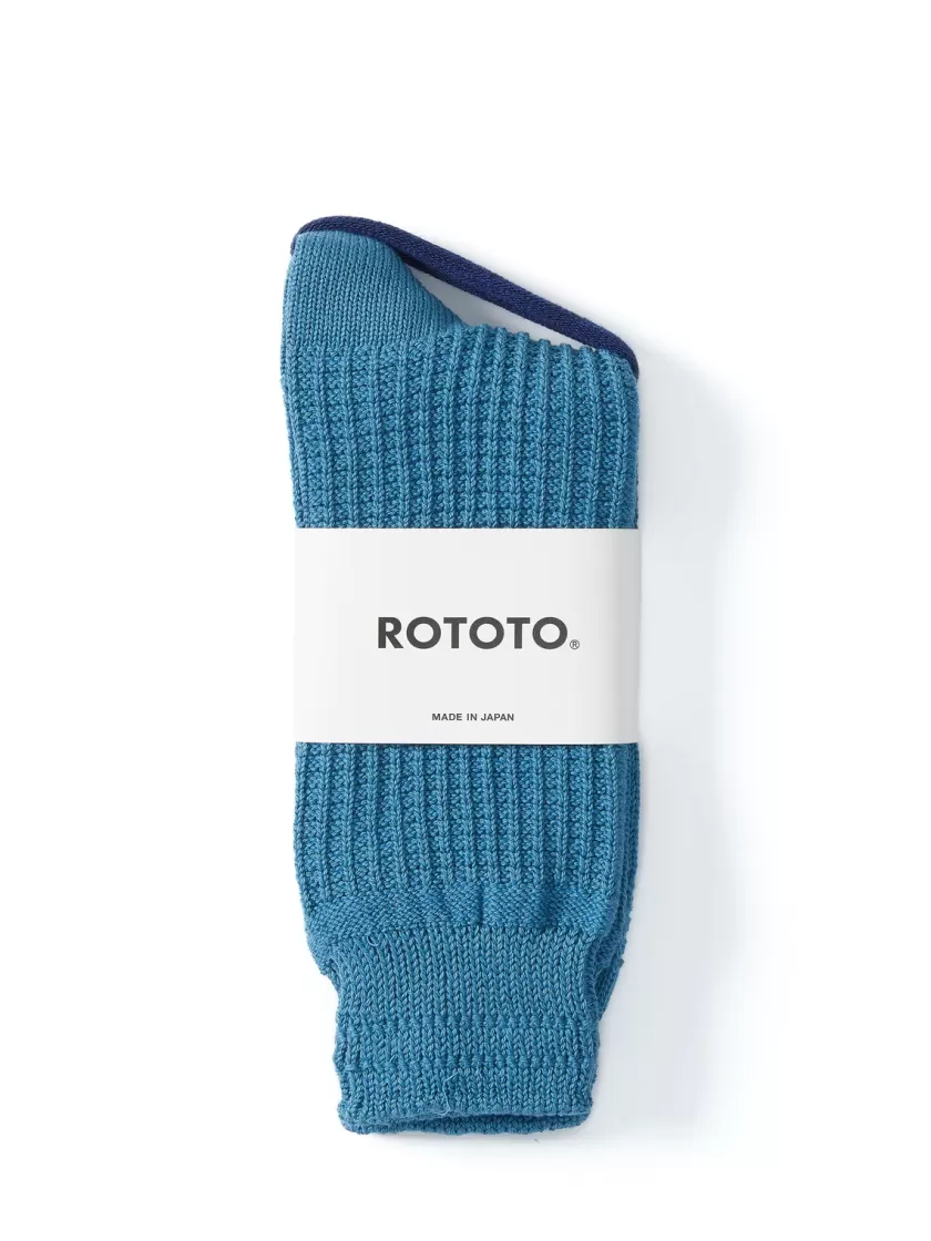 Oliver Spencer Ro To To Cotton Waffle Crew Socks Light Blue Discount