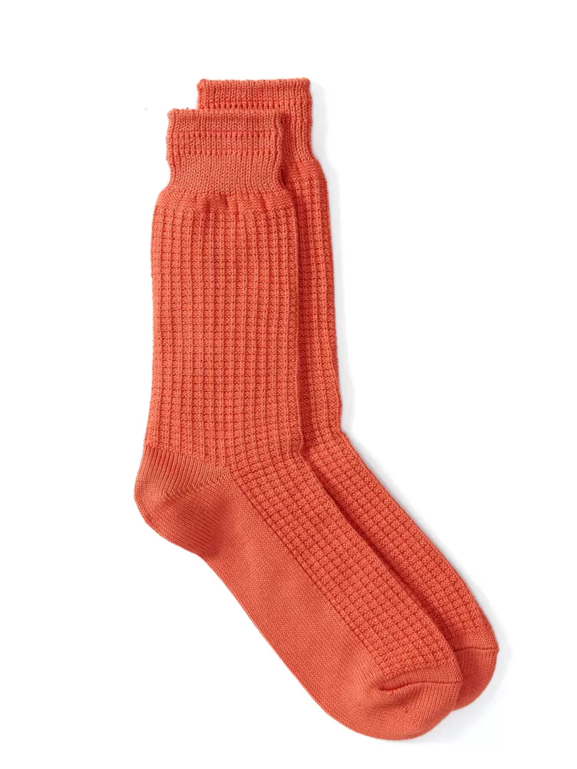 Oliver Spencer Ro To To Cotton Waffle Crew Socks Light Orange Best
