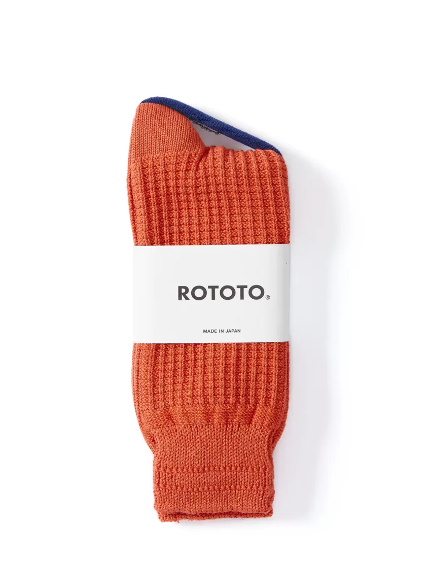 Oliver Spencer Ro To To Cotton Waffle Crew Socks Light Orange Best