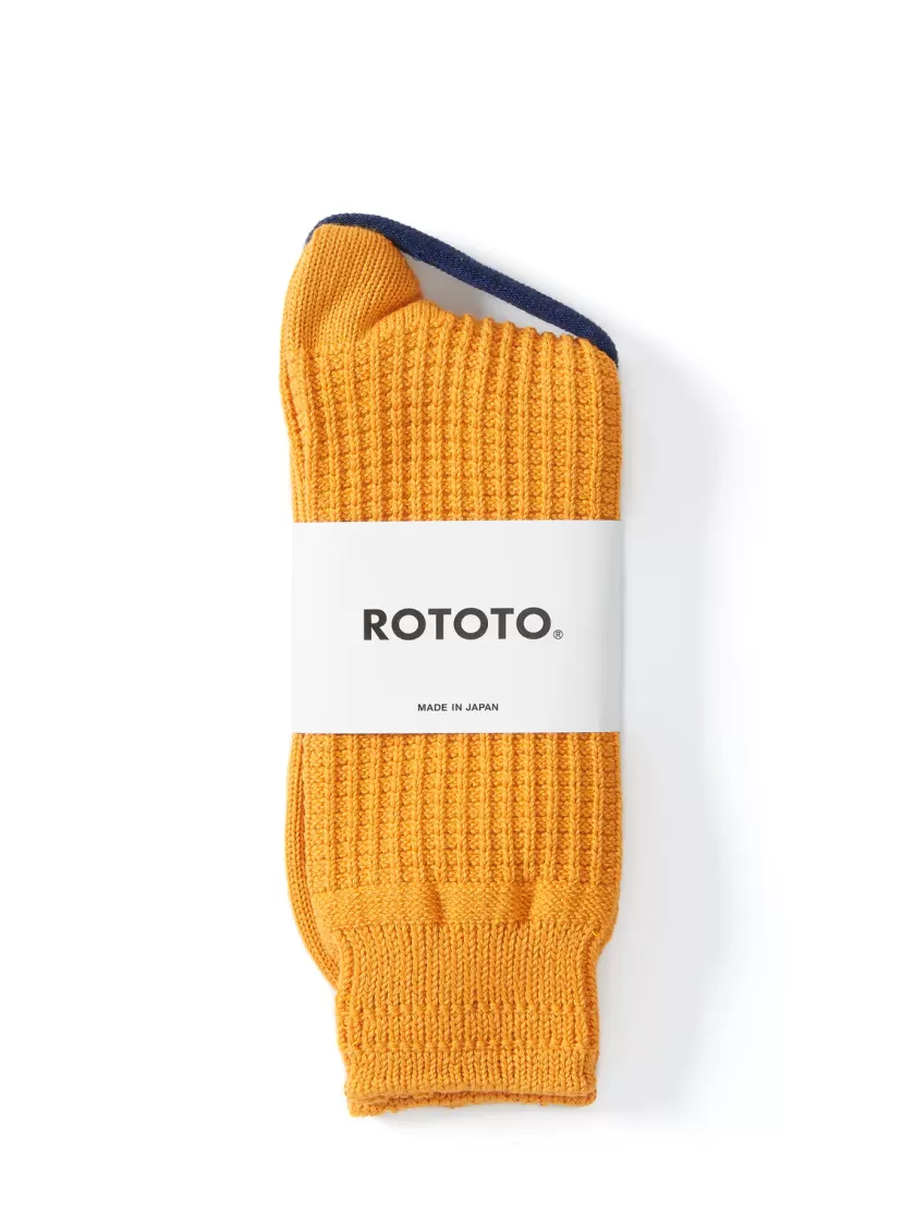 Oliver Spencer Ro To To Cotton Waffle Crew Socks Mustard Yellow Online