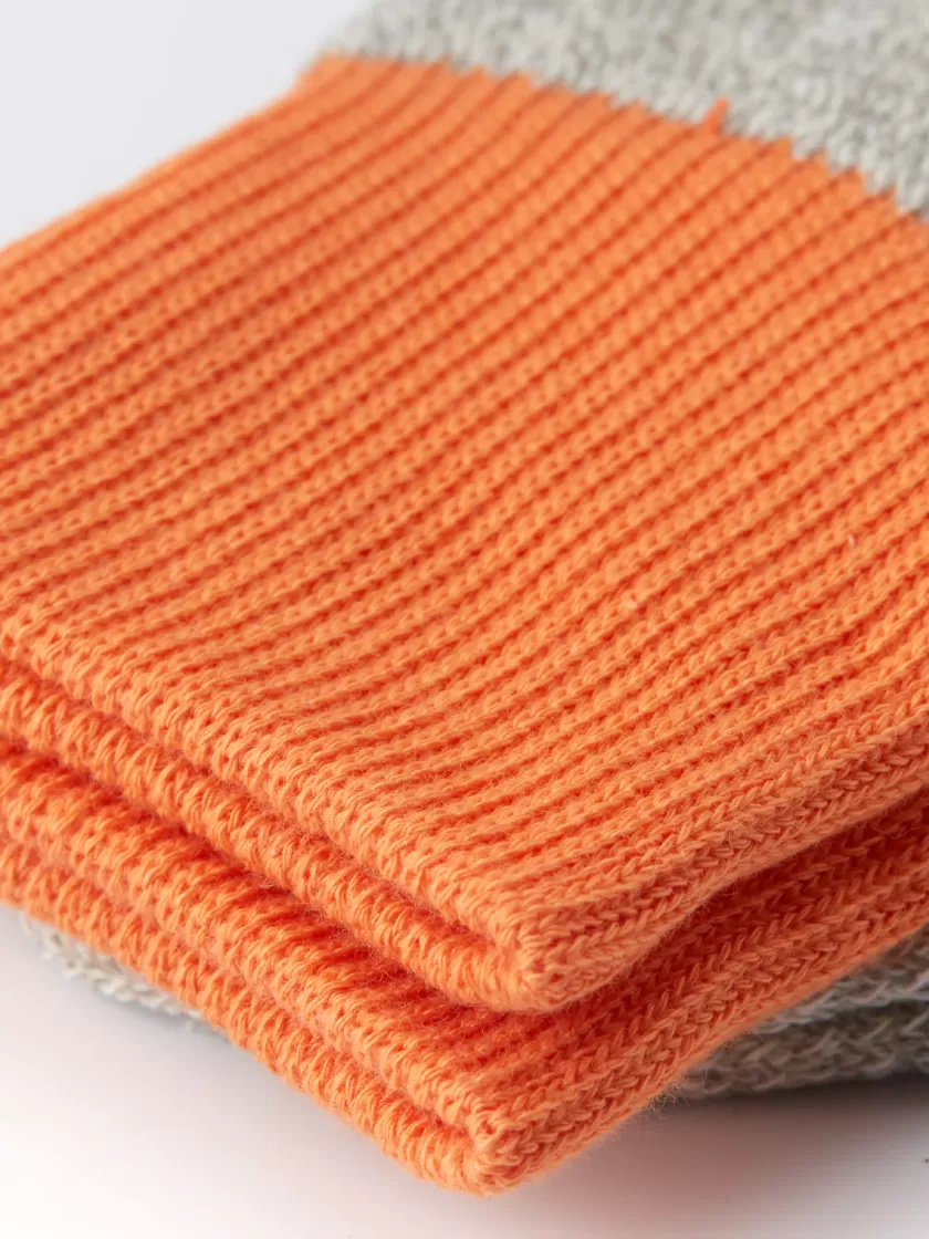 Oliver Spencer Ro To To Double Face Crew Socks Silk & Cotton Light Grey/Orange Online