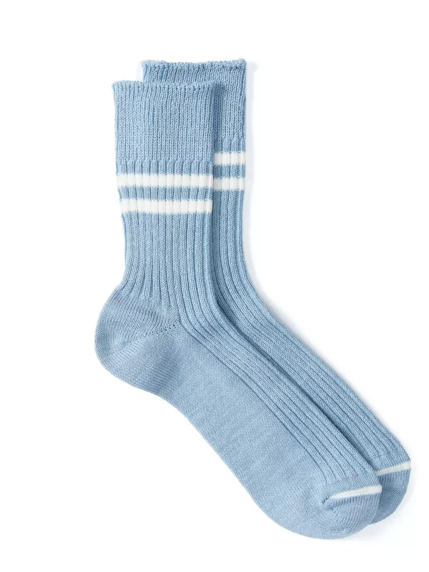 Oliver Spencer Ro To To Hemp Organic Cotton Stripe Socks Blue/White Best