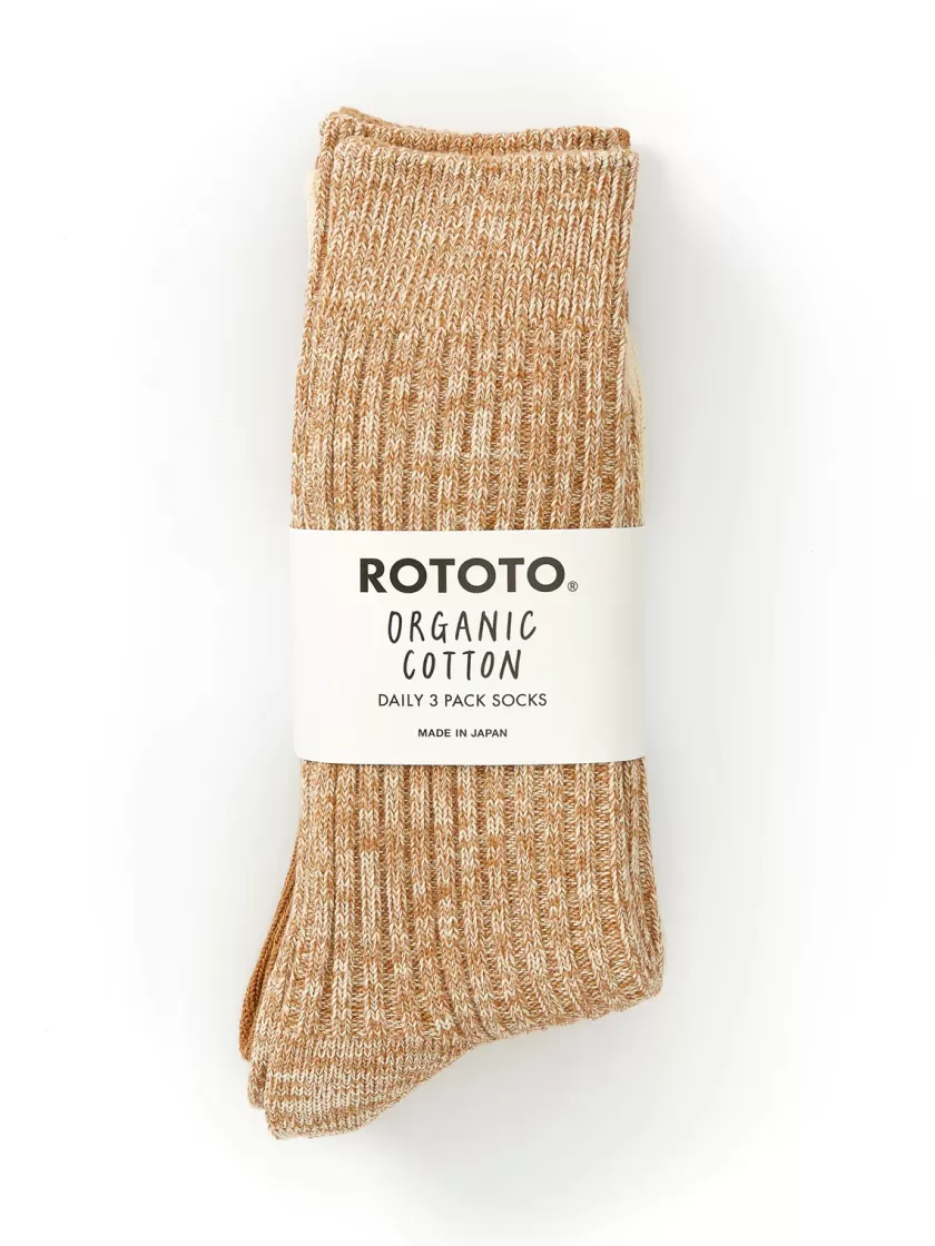 Oliver Spencer Ro To To Organic Cotton Daily 3 Pack Socks Ecru/Brown Best Sale