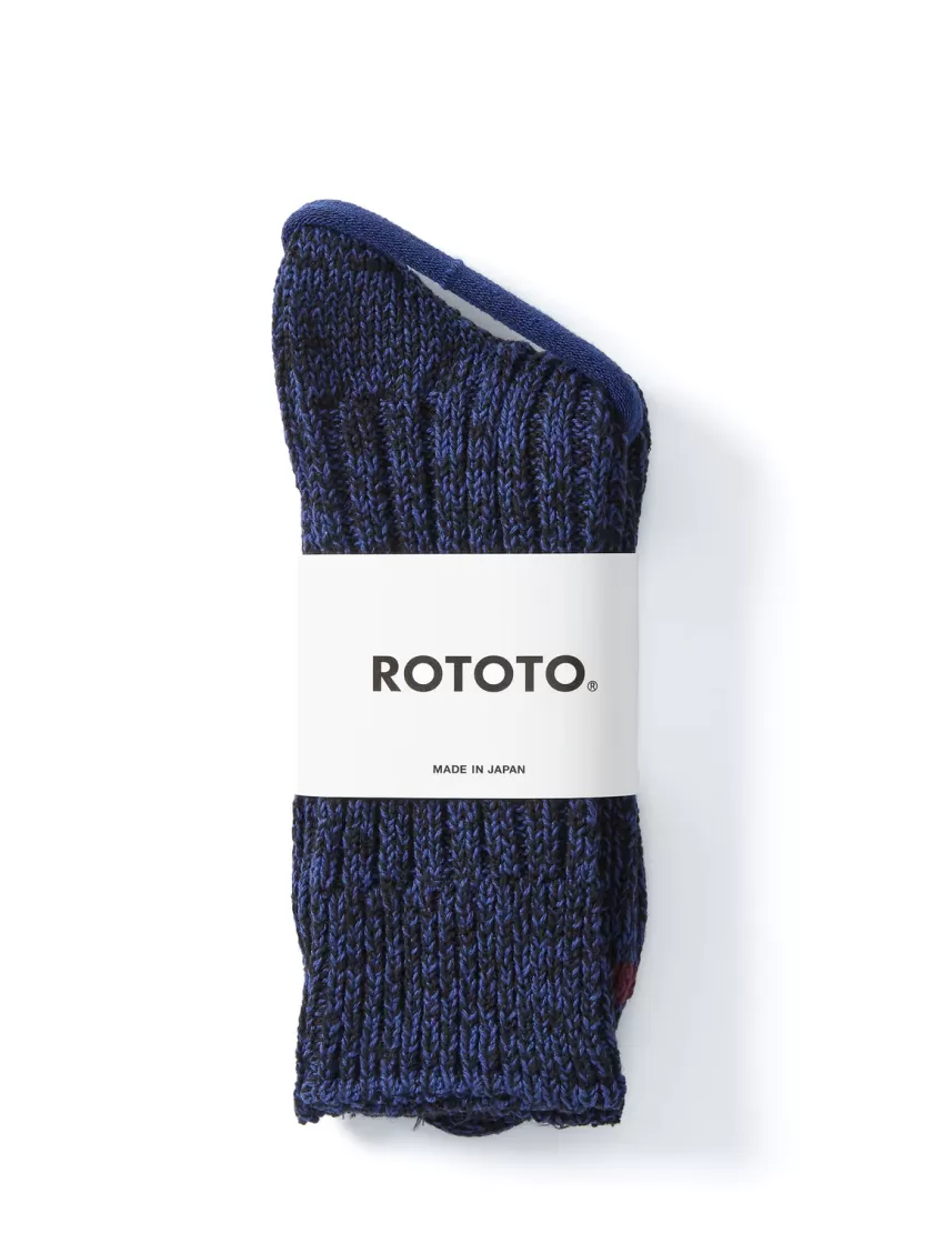 Oliver Spencer Ro To To Recycled Cotton Ribbed Crew Socks Black/Blue Cheap
