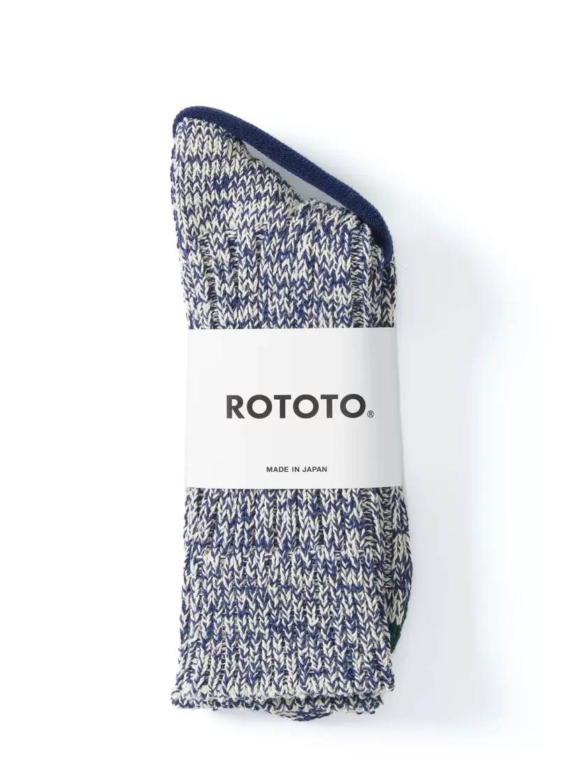 Oliver Spencer Ro To To Recycled Cotton Ribbed Crew Socks Blue/Ivory Cheap