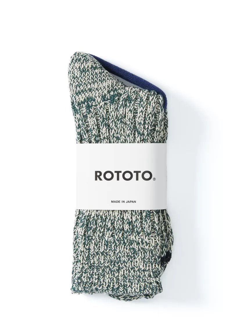 Oliver Spencer Ro To To Recycled Cotton Ribbed Crew Socks Dark Green/Ivory Fashion