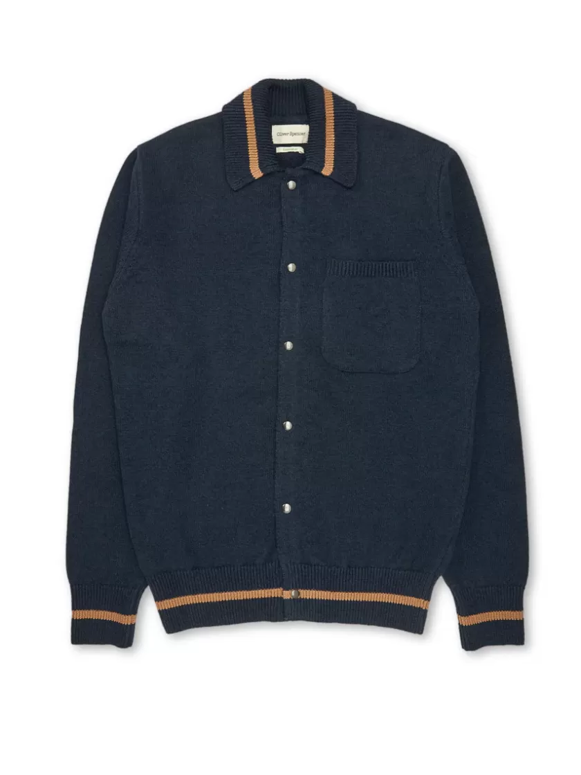Oliver Spencer Roxwell Knitted Jacket Anders Navy Discount