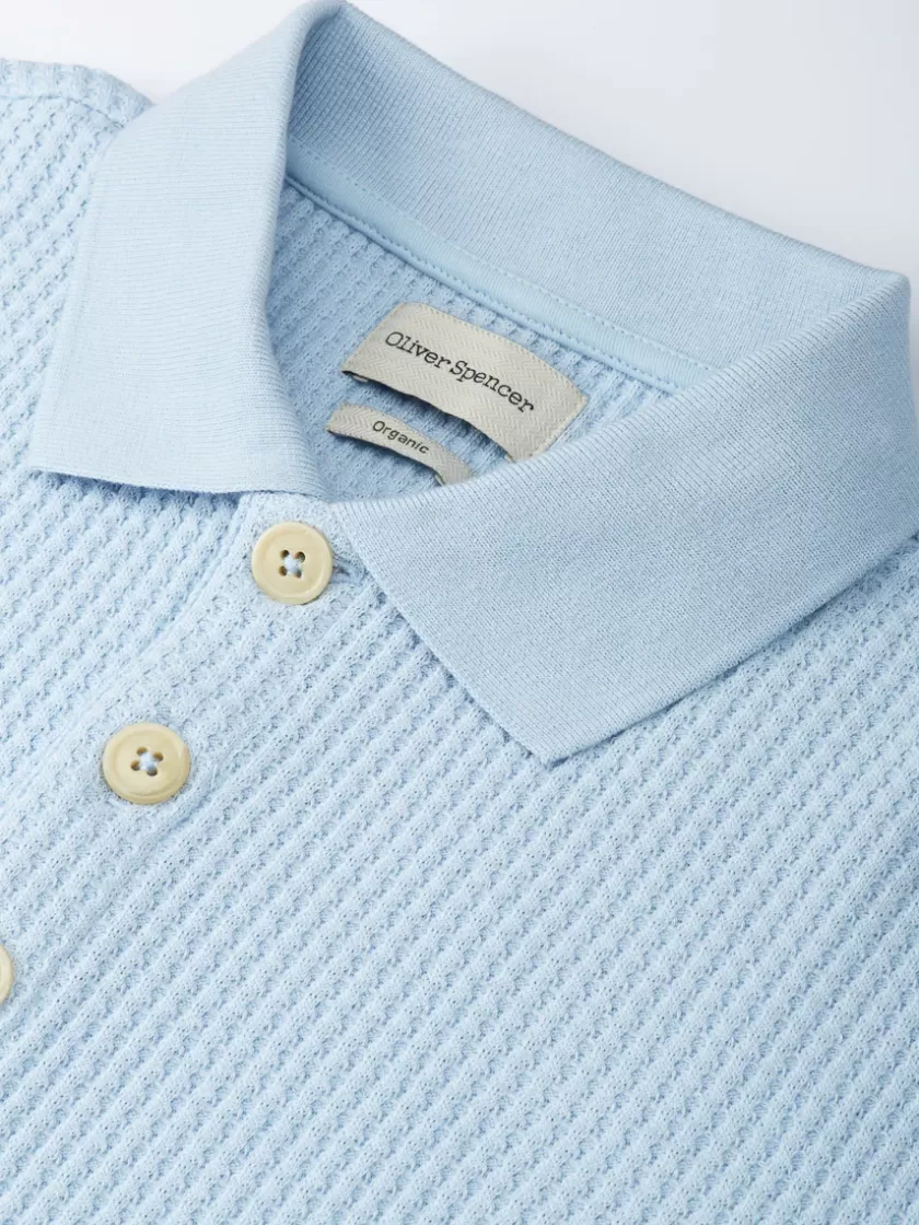 Oliver Spencer Tabley Polo Shirt Morval Sky Blue New