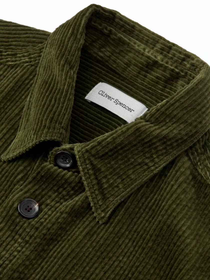 Oliver Spencer Treviscoe Shirt Hudson Cord Green Best