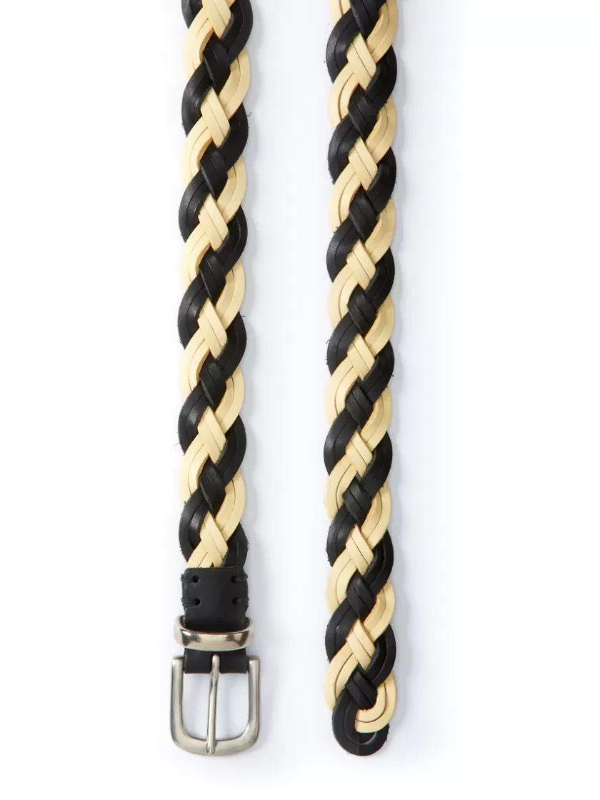 Oliver Spencer Weave Belt Cream/Black Leather Best